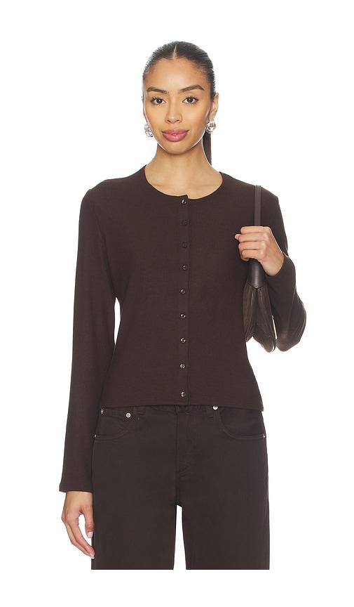 leset lauren classic cardigan in chocolate.