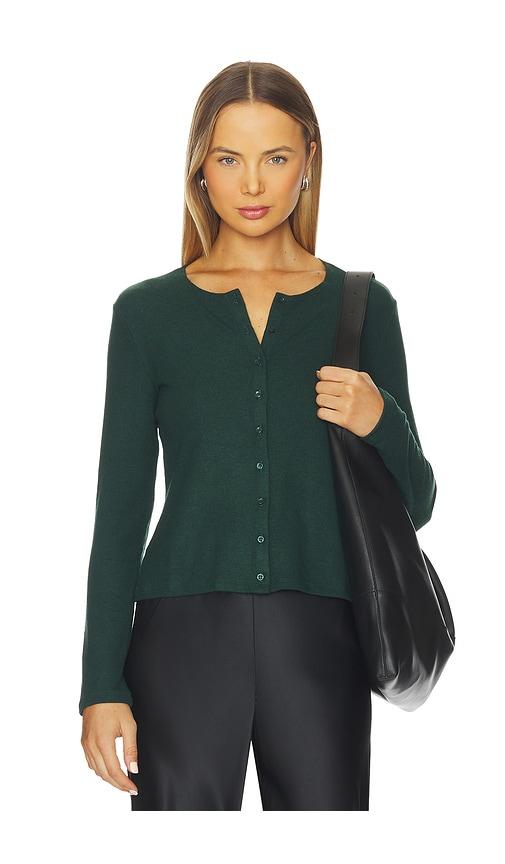 leset lauren classic cardigan in dark green.