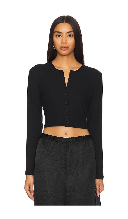 leset lauren crop cardigan in black.