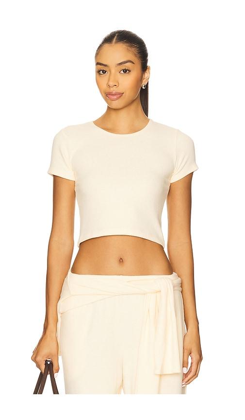leset lauren crop slim fit tee in cream.