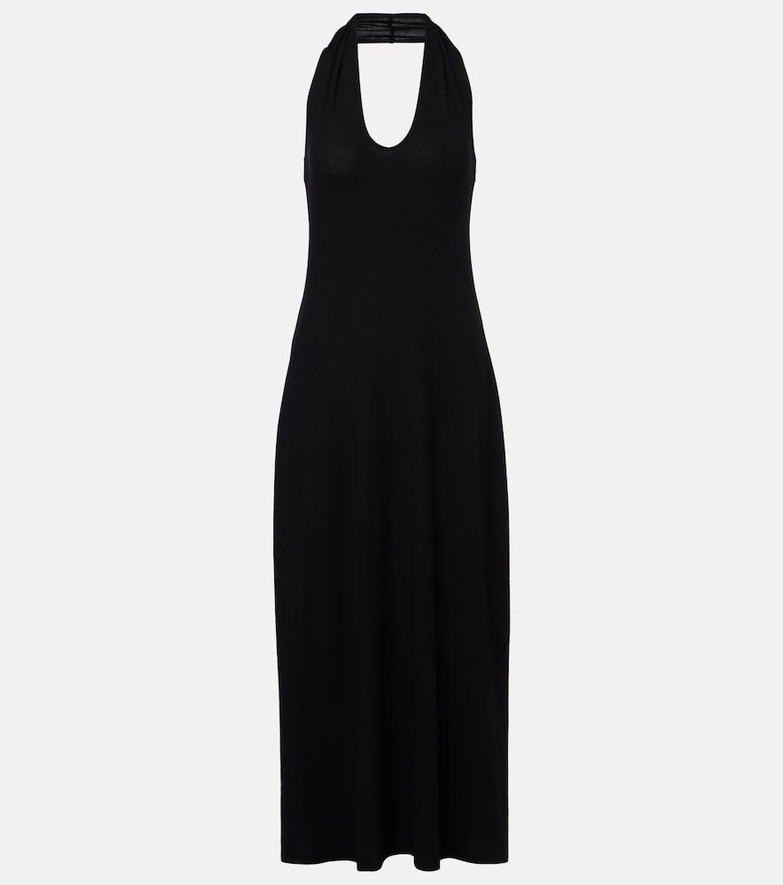 leset lauren halterneck jersey midi dress