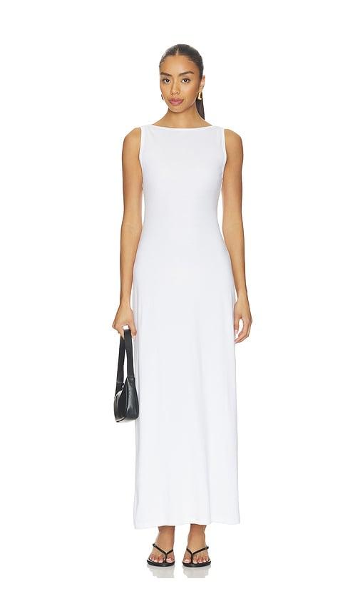 leset nando boatneck maxi dress in white.