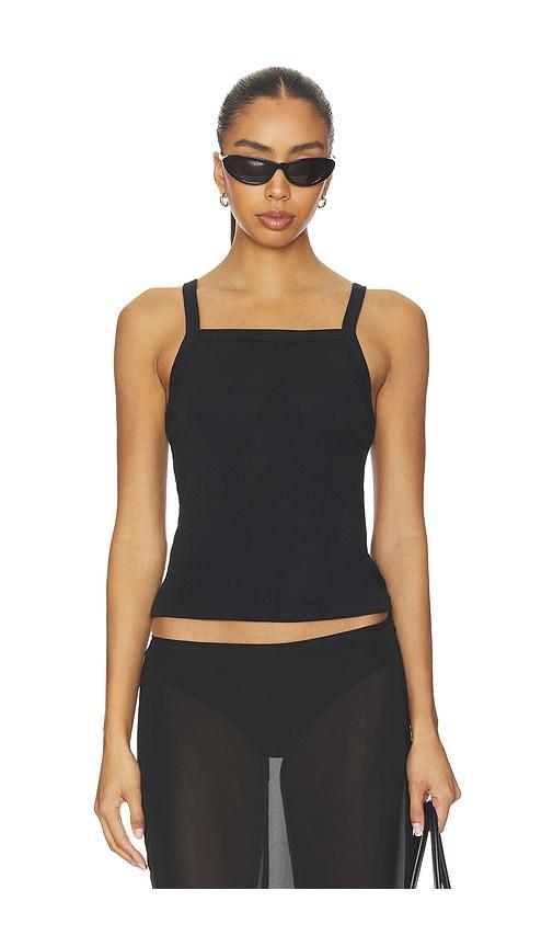 leset nando square neck tank in black.