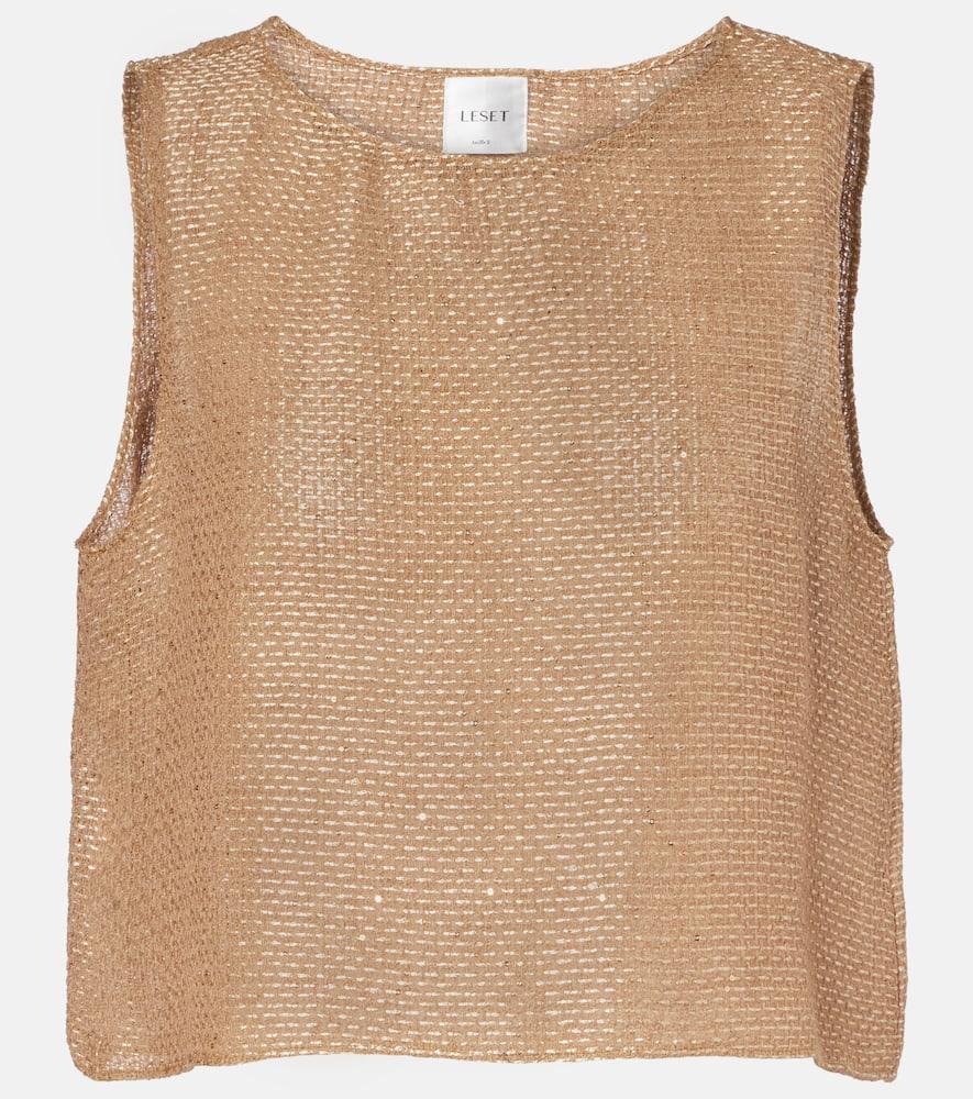 leset stella sequined cropped tank top