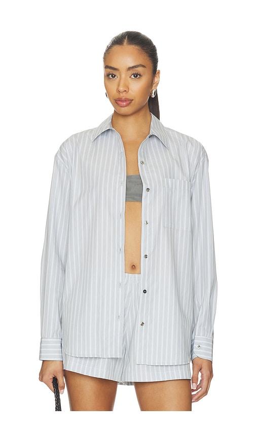 leset yoshi stripe classic button down in grey.
