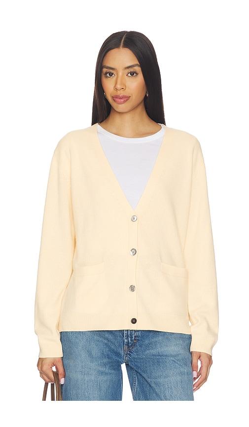 leset zoe long v cardigan in yellow.