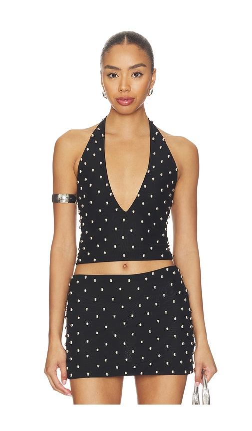 leslie amon cabochon halter top in black.
