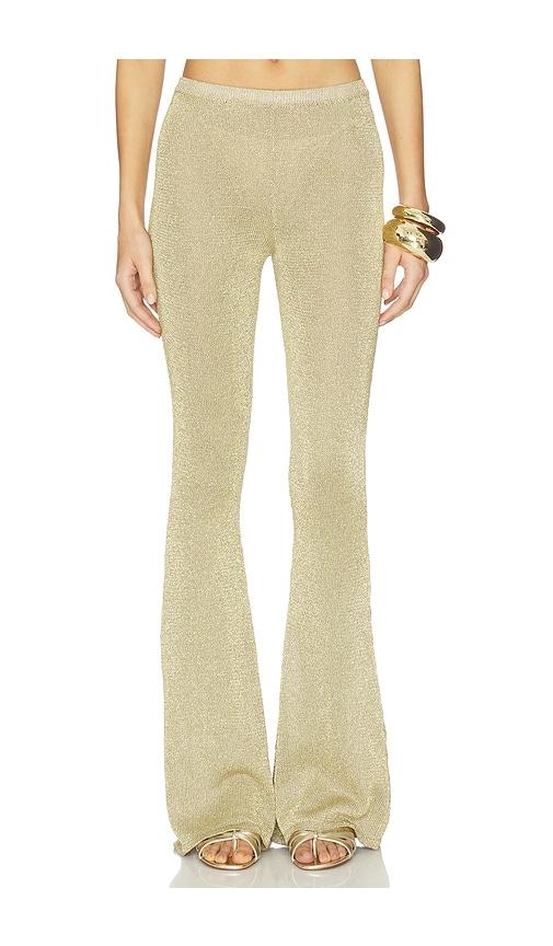 leslie amon dore pant in metallic gold.