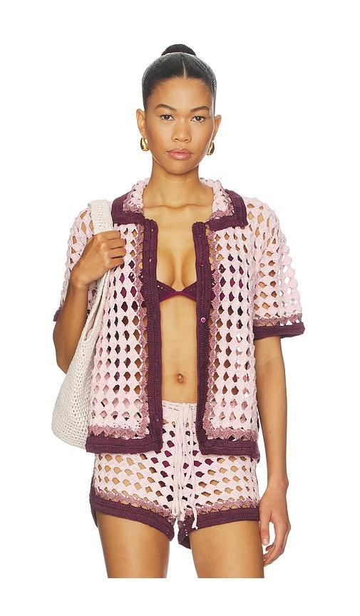 leslie amon garis shirt in pink,burgundy.