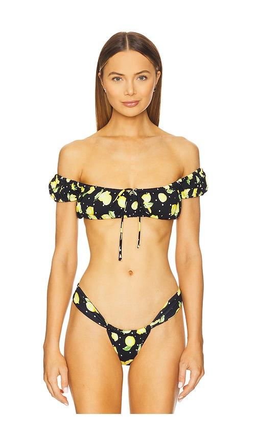leslie amon marine bikini top in black.