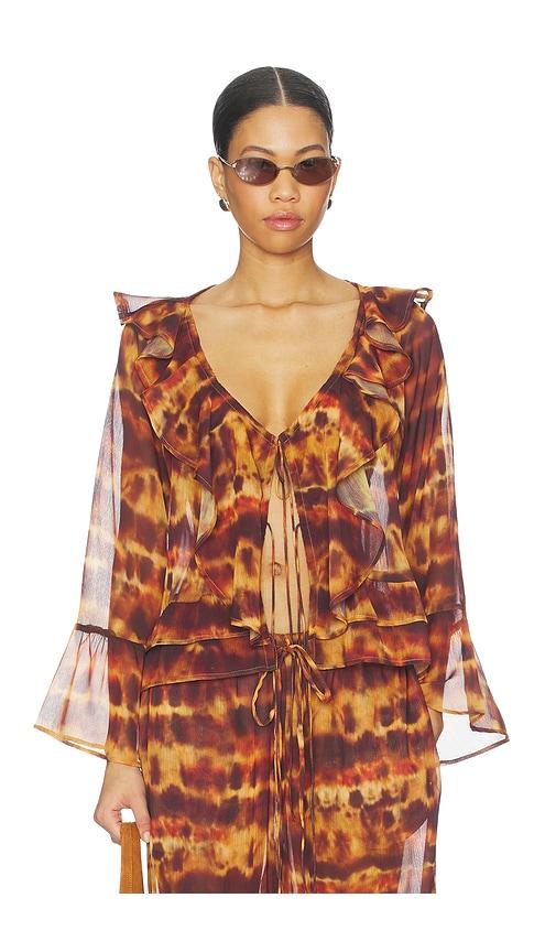 leslie amon olivia top in brown.