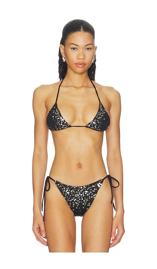 leslie amon scorpio bikini top in black.