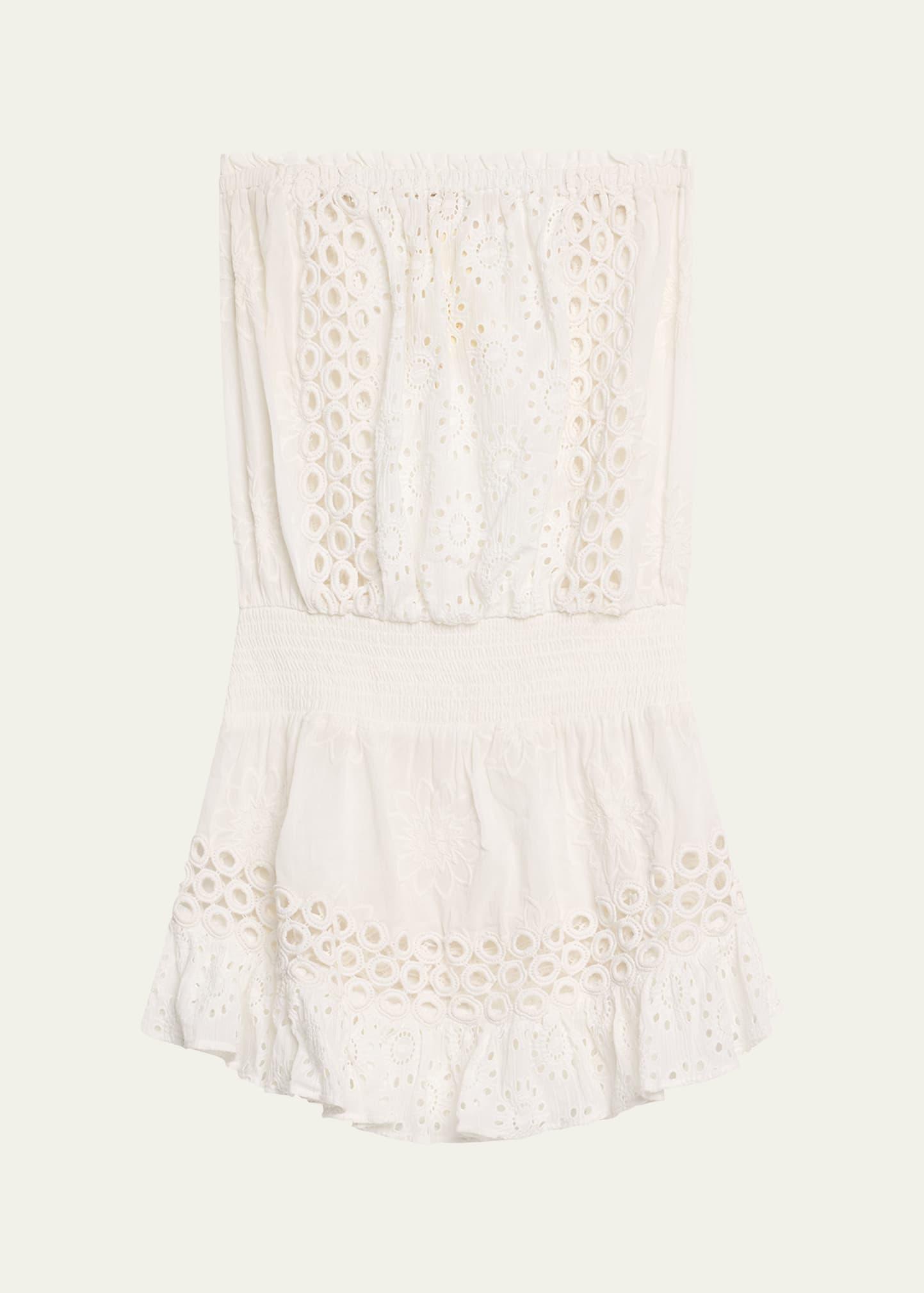 lester embroidered strapless mini dress