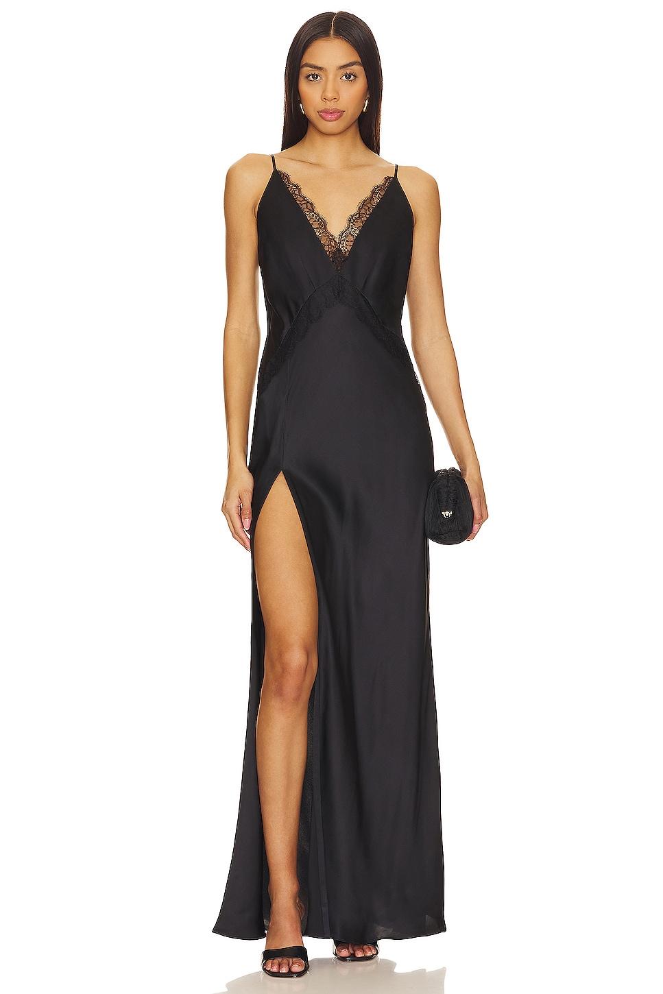 leticia silk lace split maxi dress