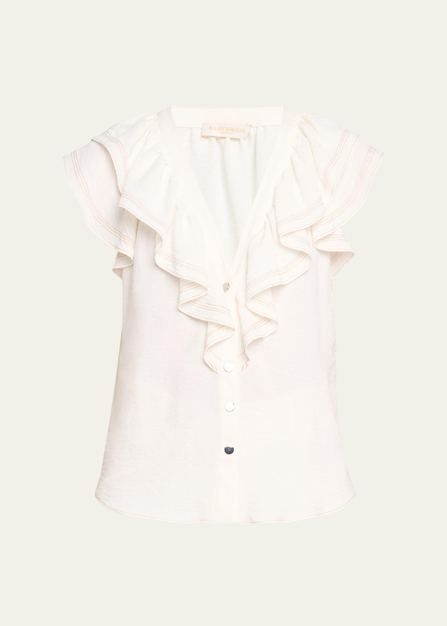 lettie ruffle button-front blouse