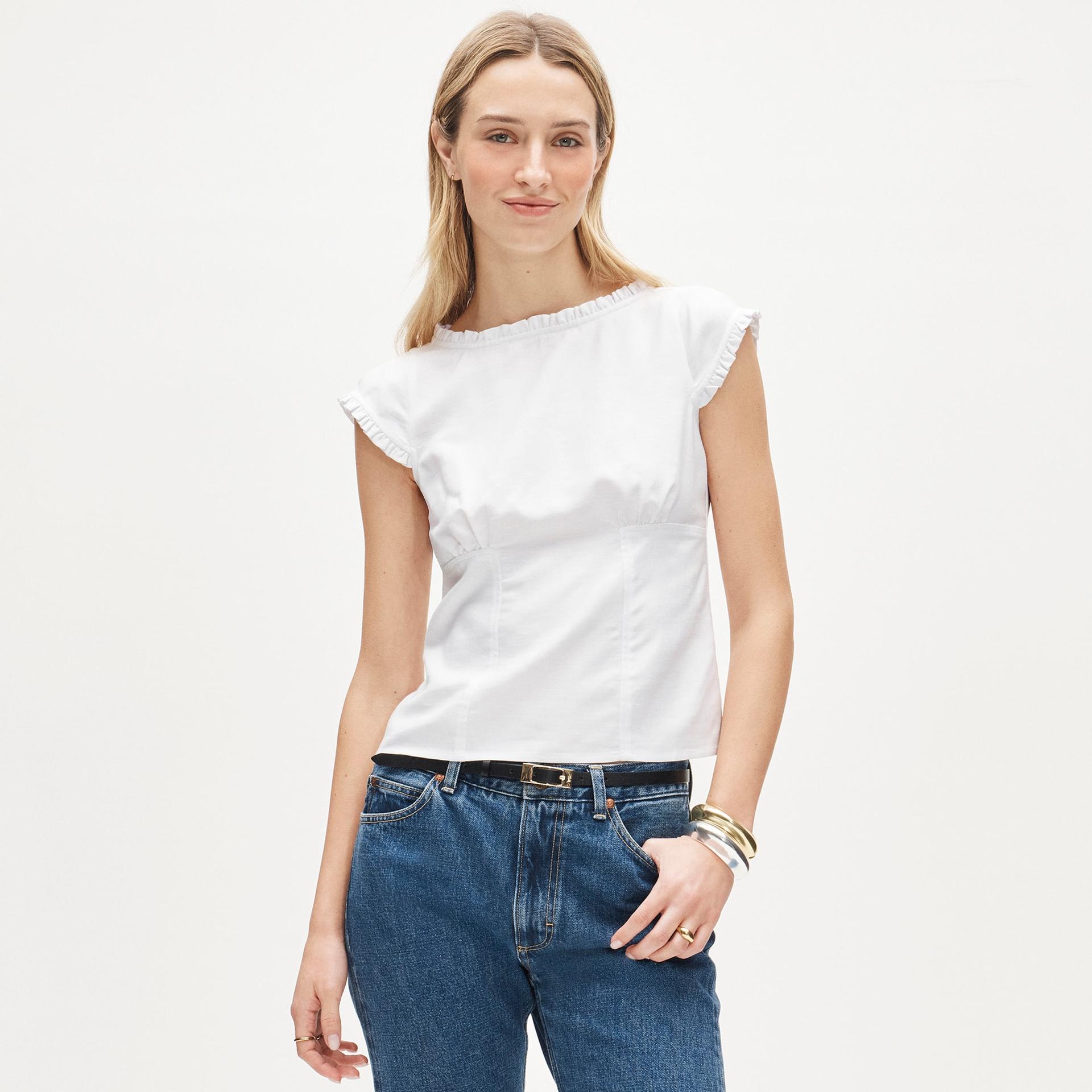 lettuce-trim top in gramercy linen blend