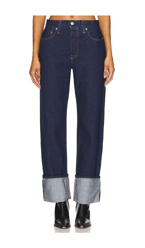 levi's 501 90s cuff straight jeans in denim-dark.