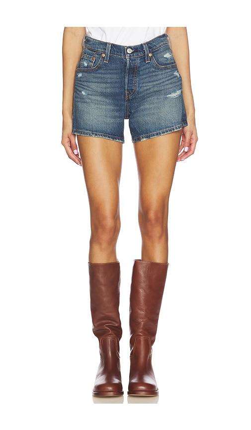 levi's 501 curve short in blue.