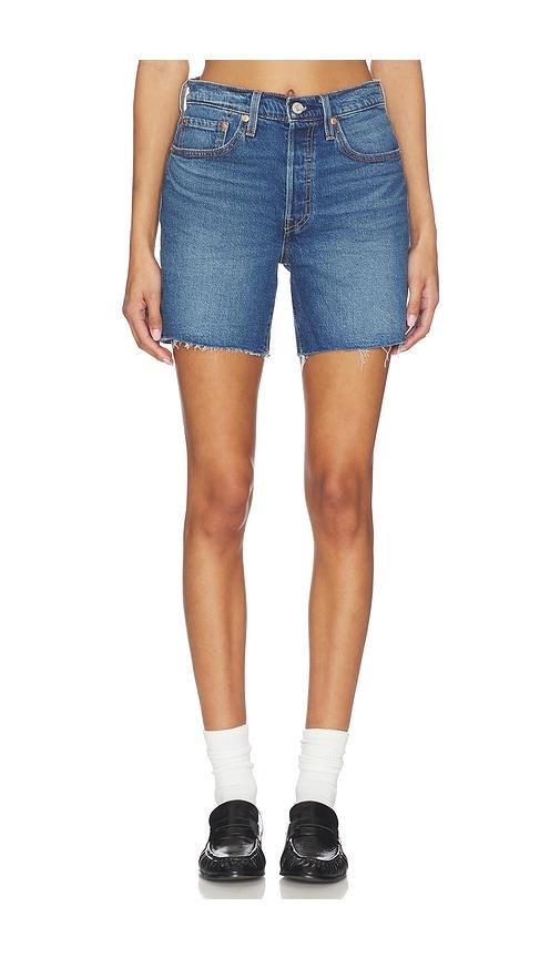 levi's 501 mid thigh short in navy.