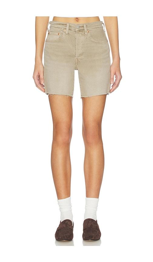 levi's 501 mid thigh short in taupe.