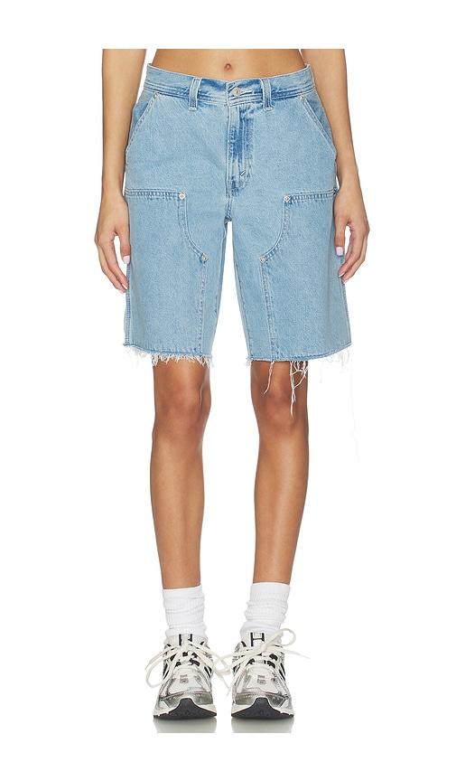 levi's baggy dad utility jort in blue.