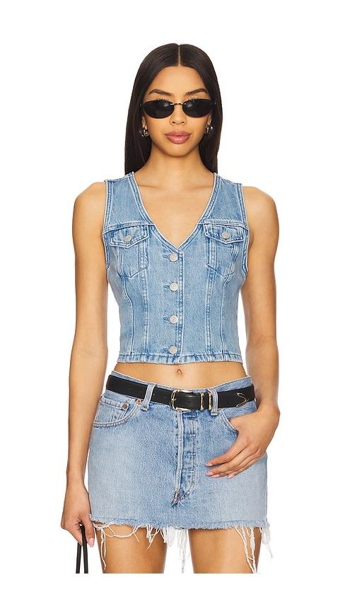 levi's bella denim corset in blue.