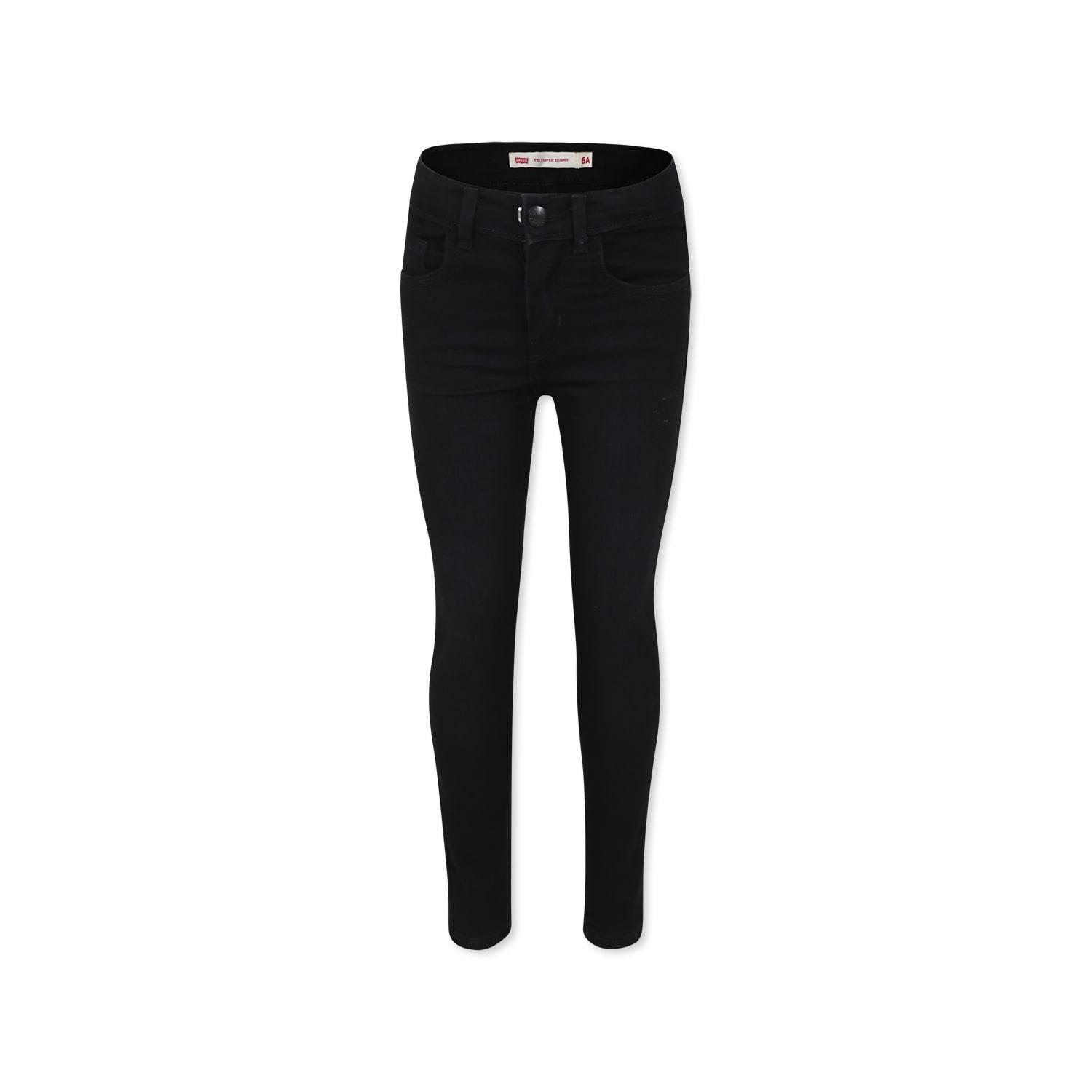 levi's black jeans 710 for girl with logo patch