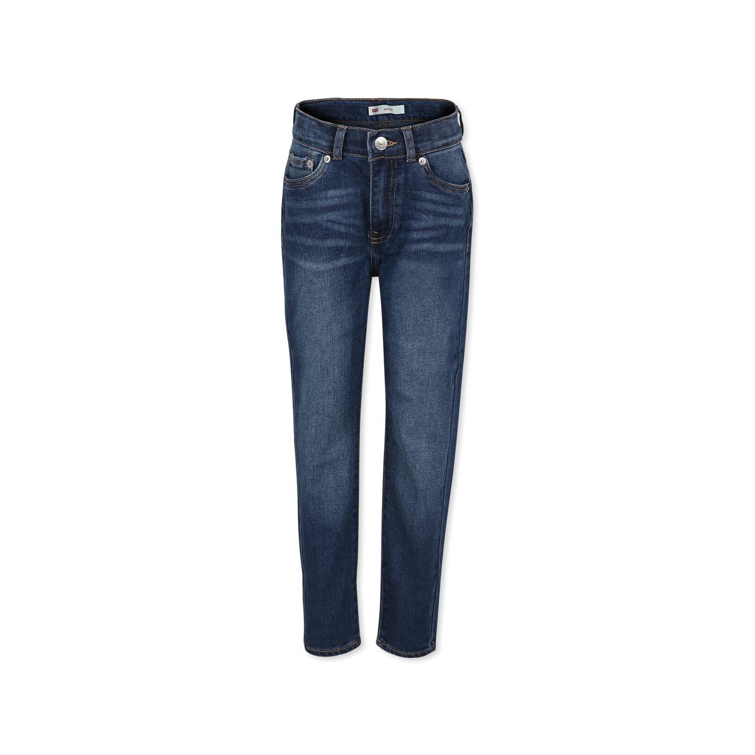 levi's blue jeans for girl with logo