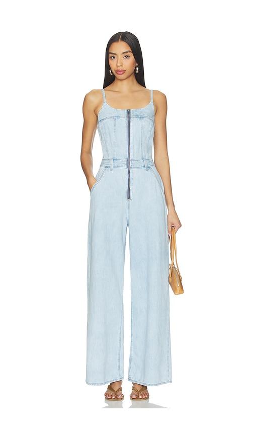levi's bustier jumpsuit in blue.