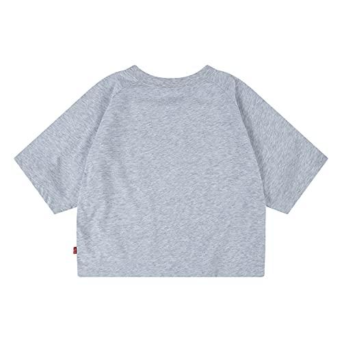 levi's girls' high rise graphic t-shirt, grey/pink, l