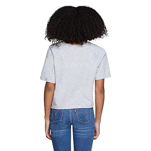 levi's girls' high rise graphic t-shirt, grey/pink, l