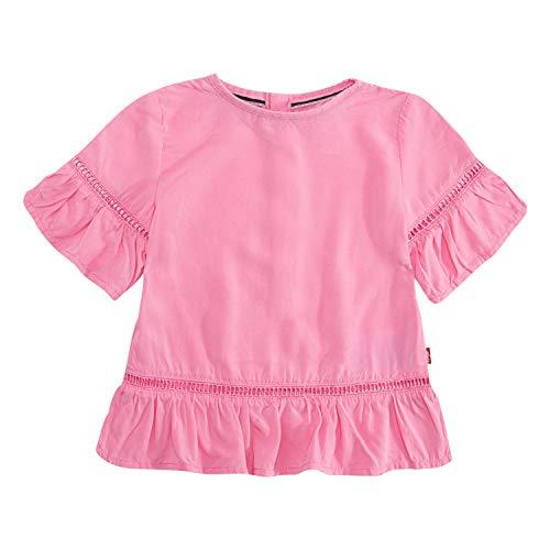 levi's girls' toddler short sleeve ruffle top, sachet pink, 4t