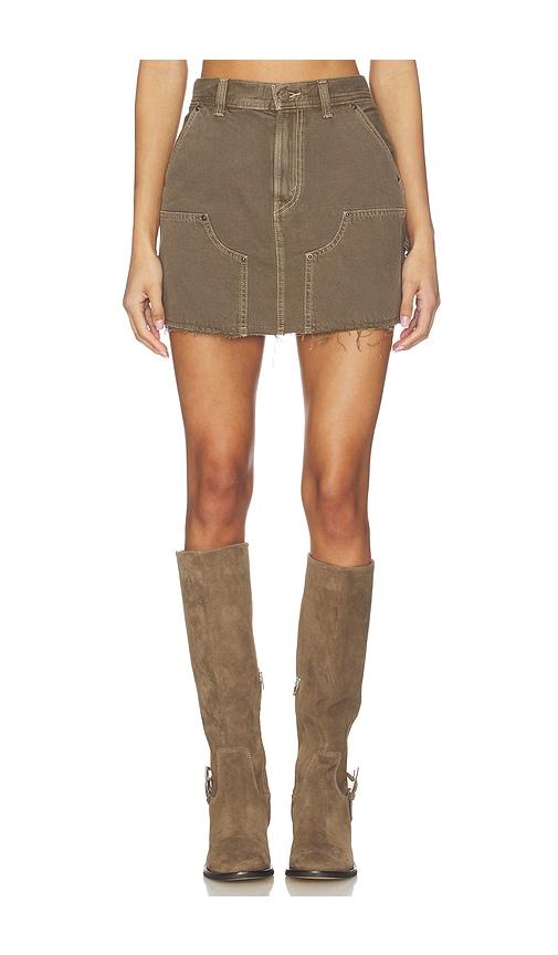 levi's icon utility skirt in brown.