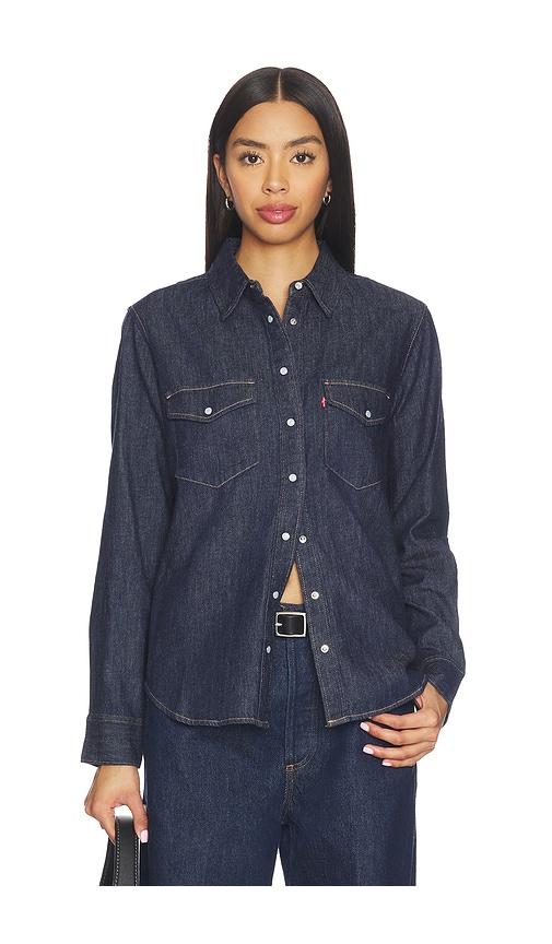 levi's iconic western shirt in navy.