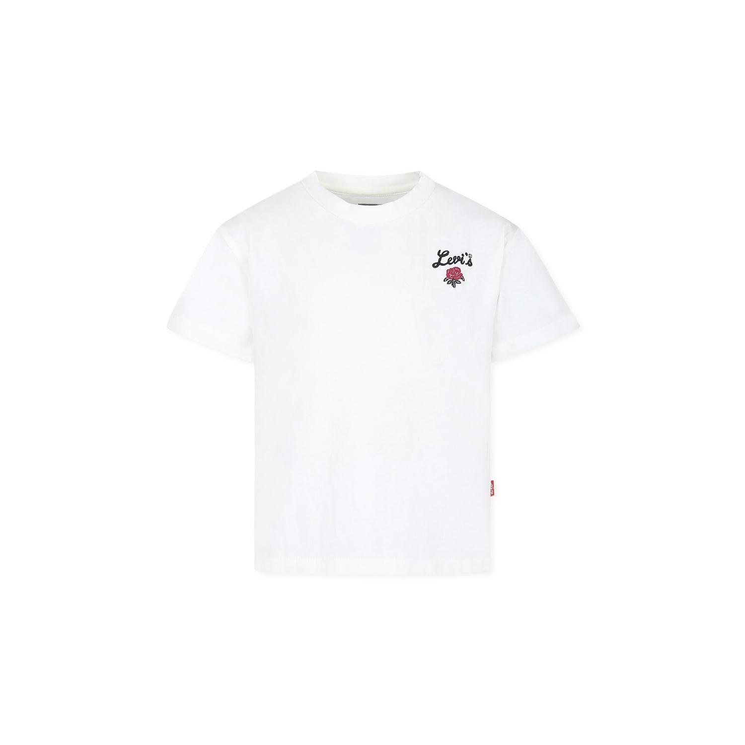 levi's ivory t-shirt for girl with logo