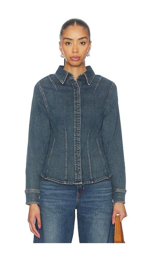 levi's long sleeve shaped shirt in blue.