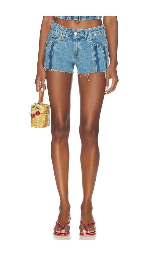 levi's low short shadow seam in blue.