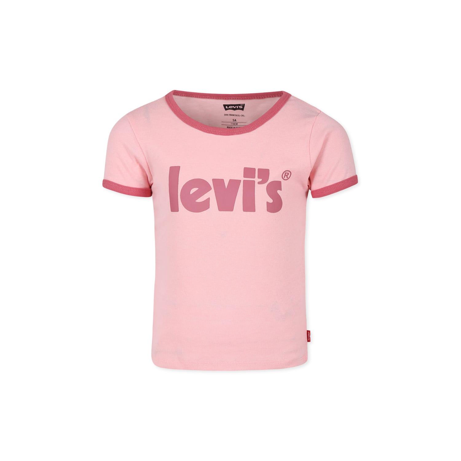 levi's pink t-shirt for girl with fuchsia logo