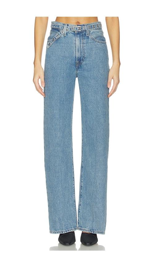 levi's ribcage belted wide leg in blue.