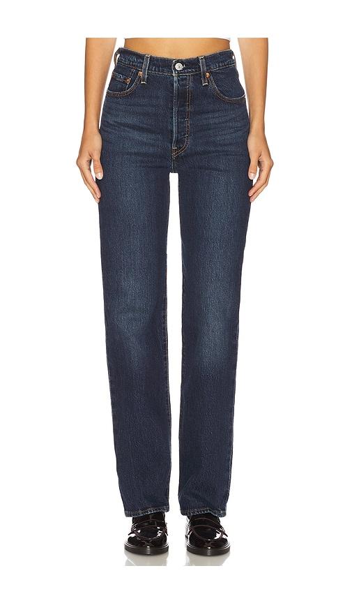 levi's ribcage full length jeans in blue.