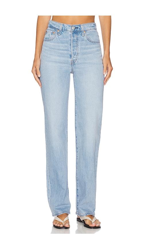 levi's ribcage full length jeans in blue.