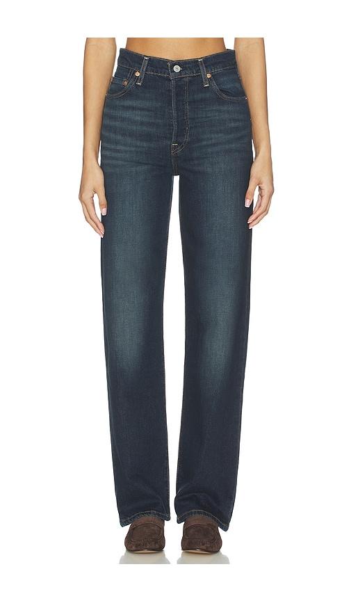 levi's ribcage full length straight leg jeans in blue.