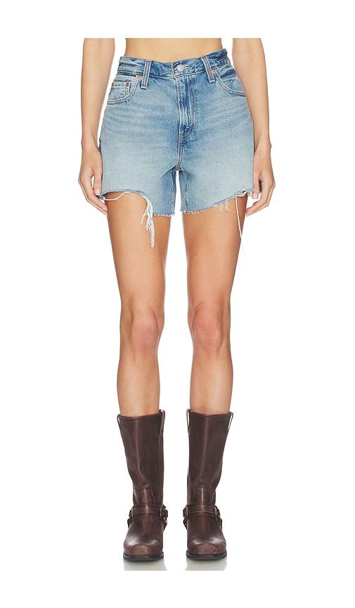 levi's ribcage short zip in blue.