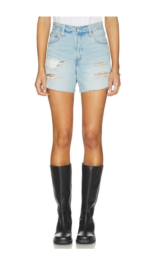 levi's ribcage short zip in blue.