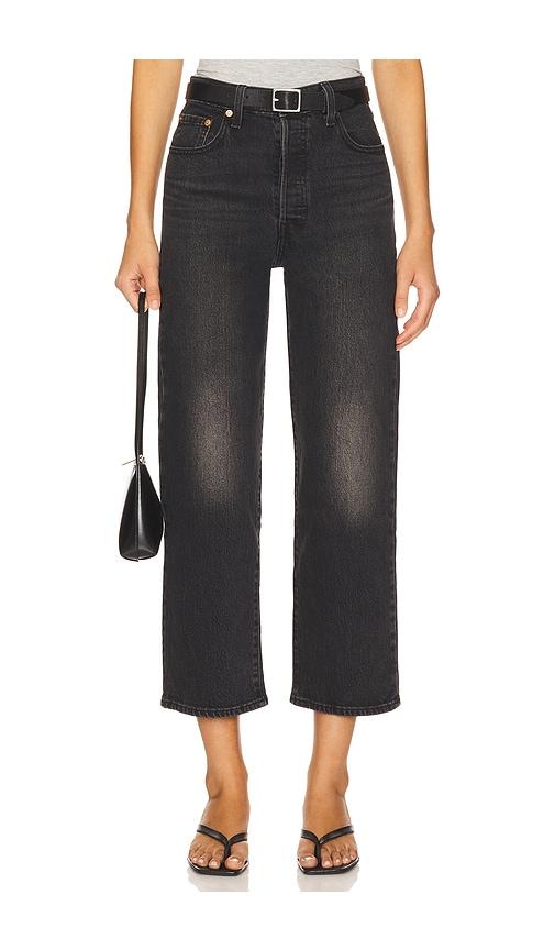levi's ribcage straight ankle jeans in black.