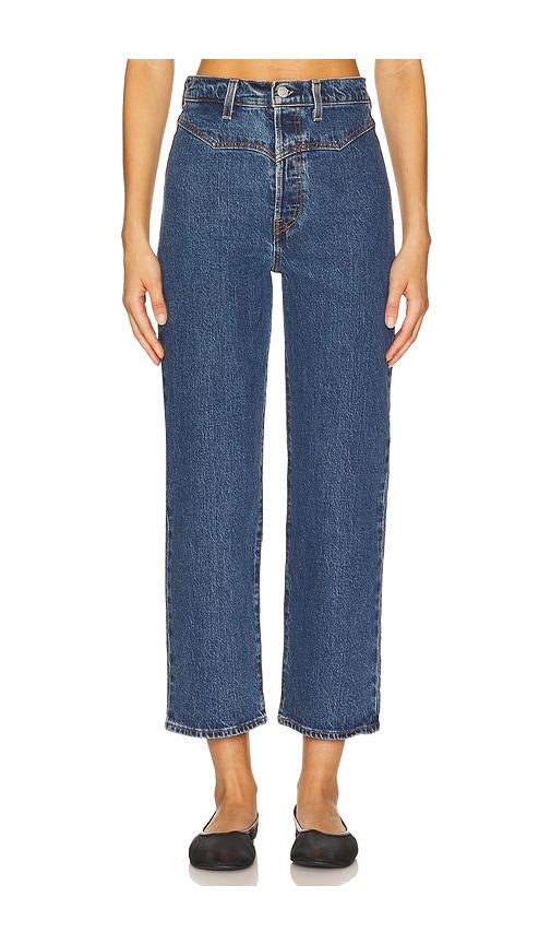 levi's ribcage western yoke jeans in blue.