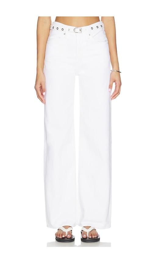 levi's ribcage wide leg belted in white.