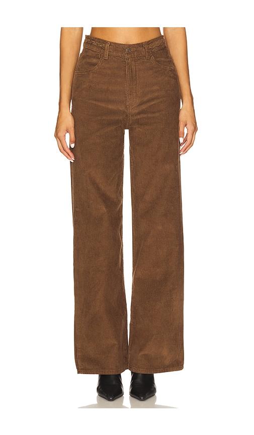 levi's ribcage wide leg braided jeans in brown.