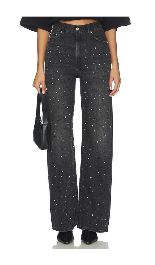 levi's ribcage wide leg jeans in black.