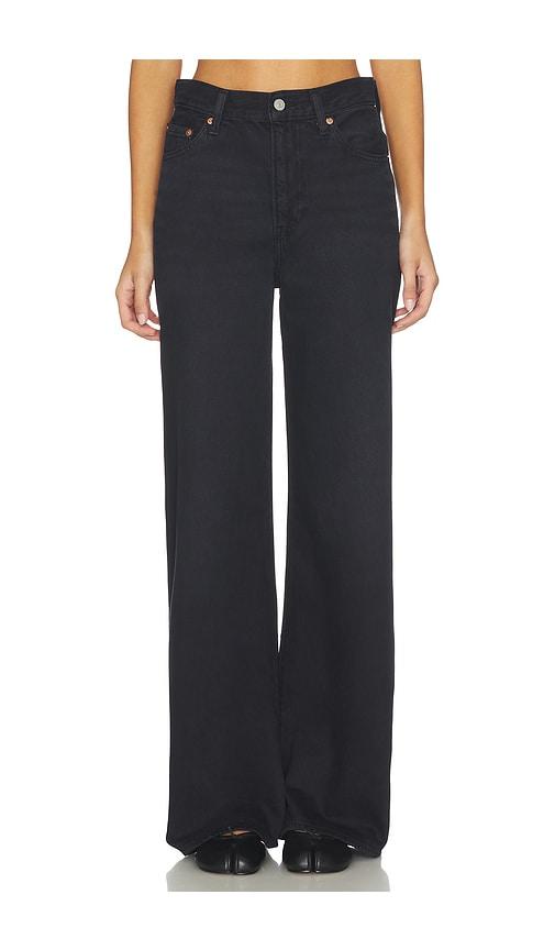 levi's ribcage wide leg jeans in black.